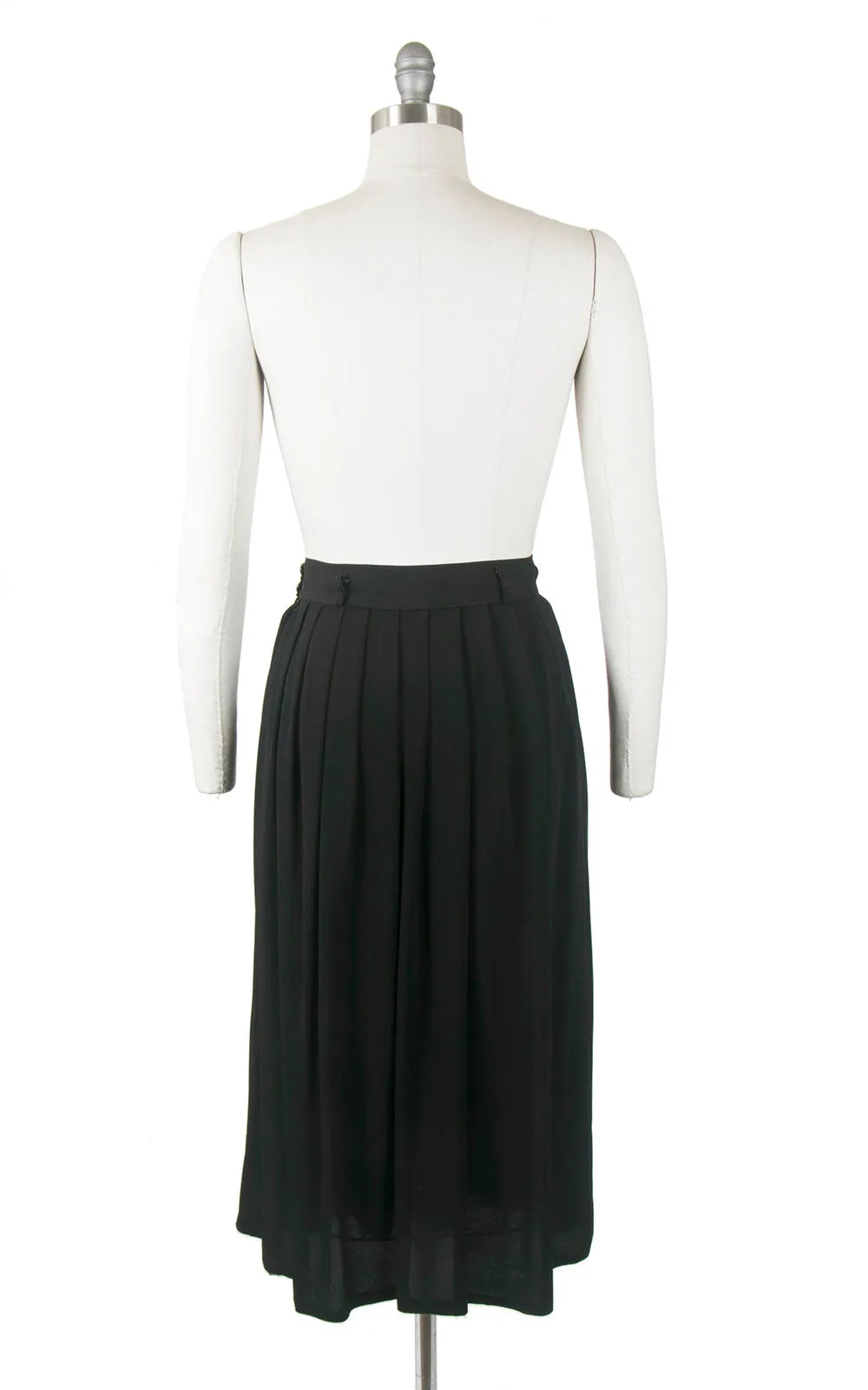 1940s Black Cold Rayon Pleated Skirt | small/medium