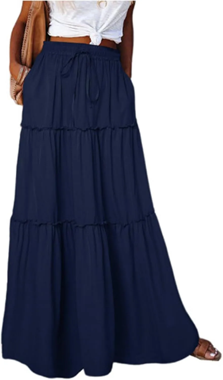 2025 Flowy Maxi Skirts for Women, Trendy Vacation Casual High Waisted Boho Long Skirt
