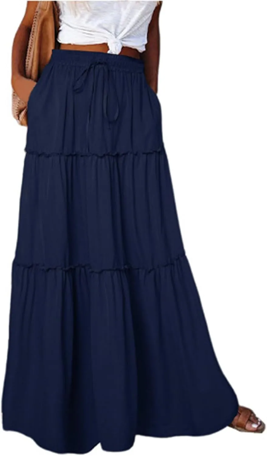 2025 Flowy Maxi Skirts for Women, Trendy Vacation Casual High Waisted Boho Long Skirt