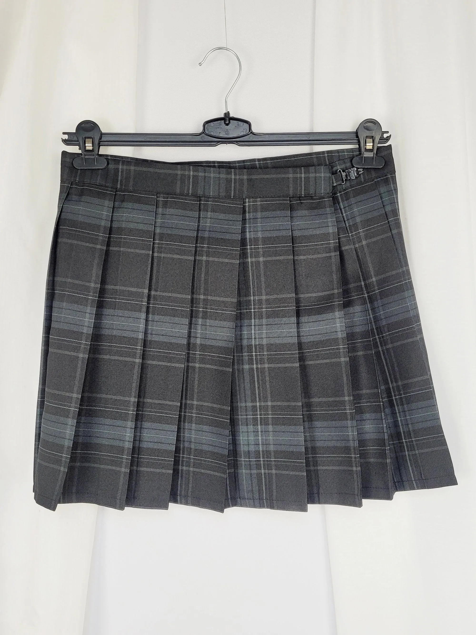 90s grey checked minimalist pleated academia mini skirt