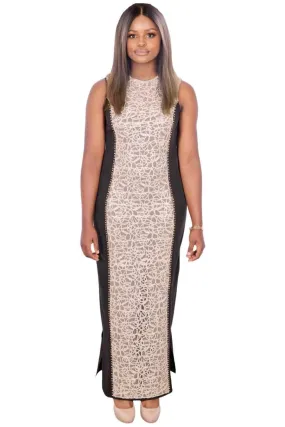 African Evening Black and Gold Dress