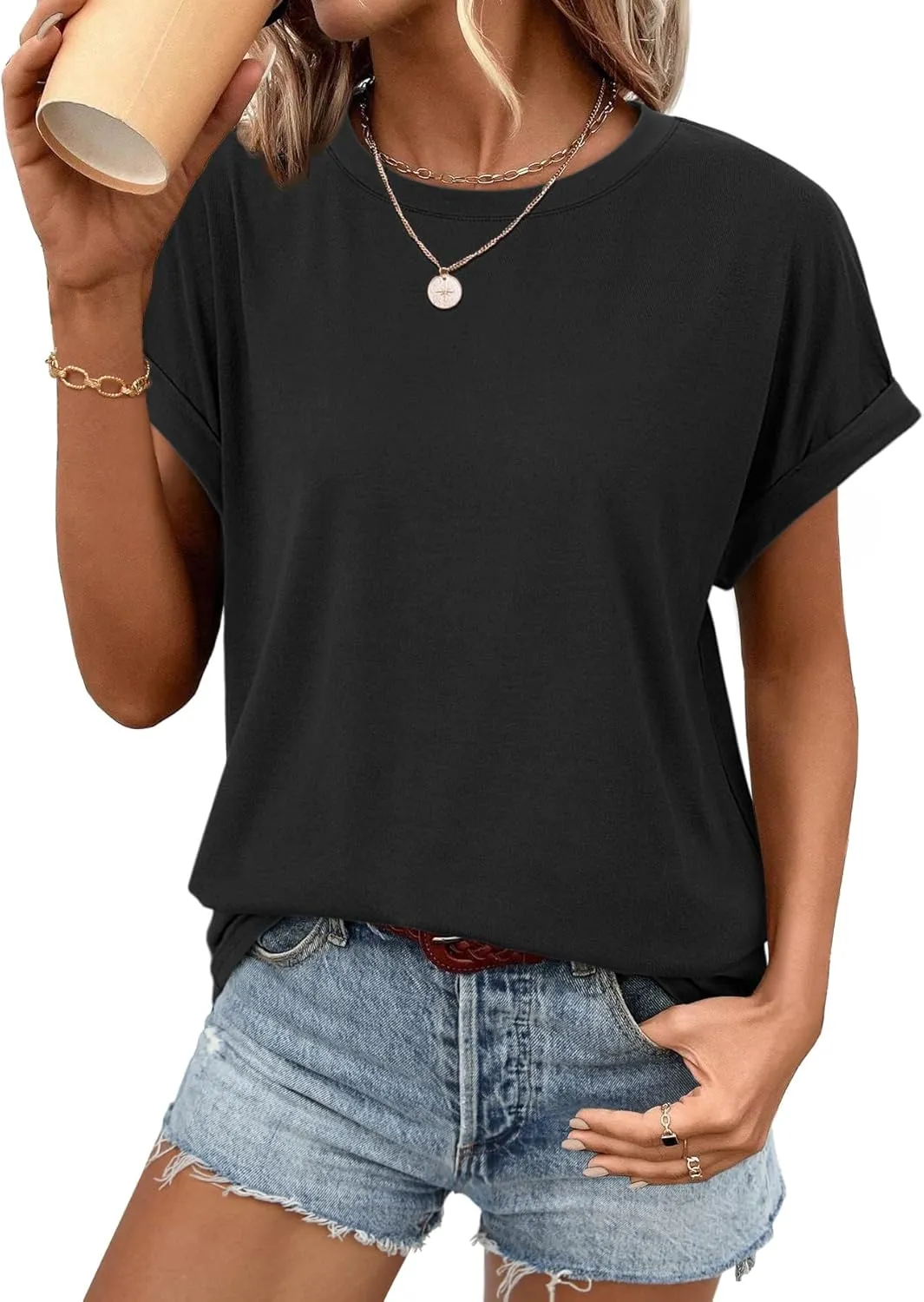 ATHMILE Womens Tops Oversized Business Casual Dressy Summer T Shirts Short Sleeve Clothes Fashion Trendy Outfits 2025