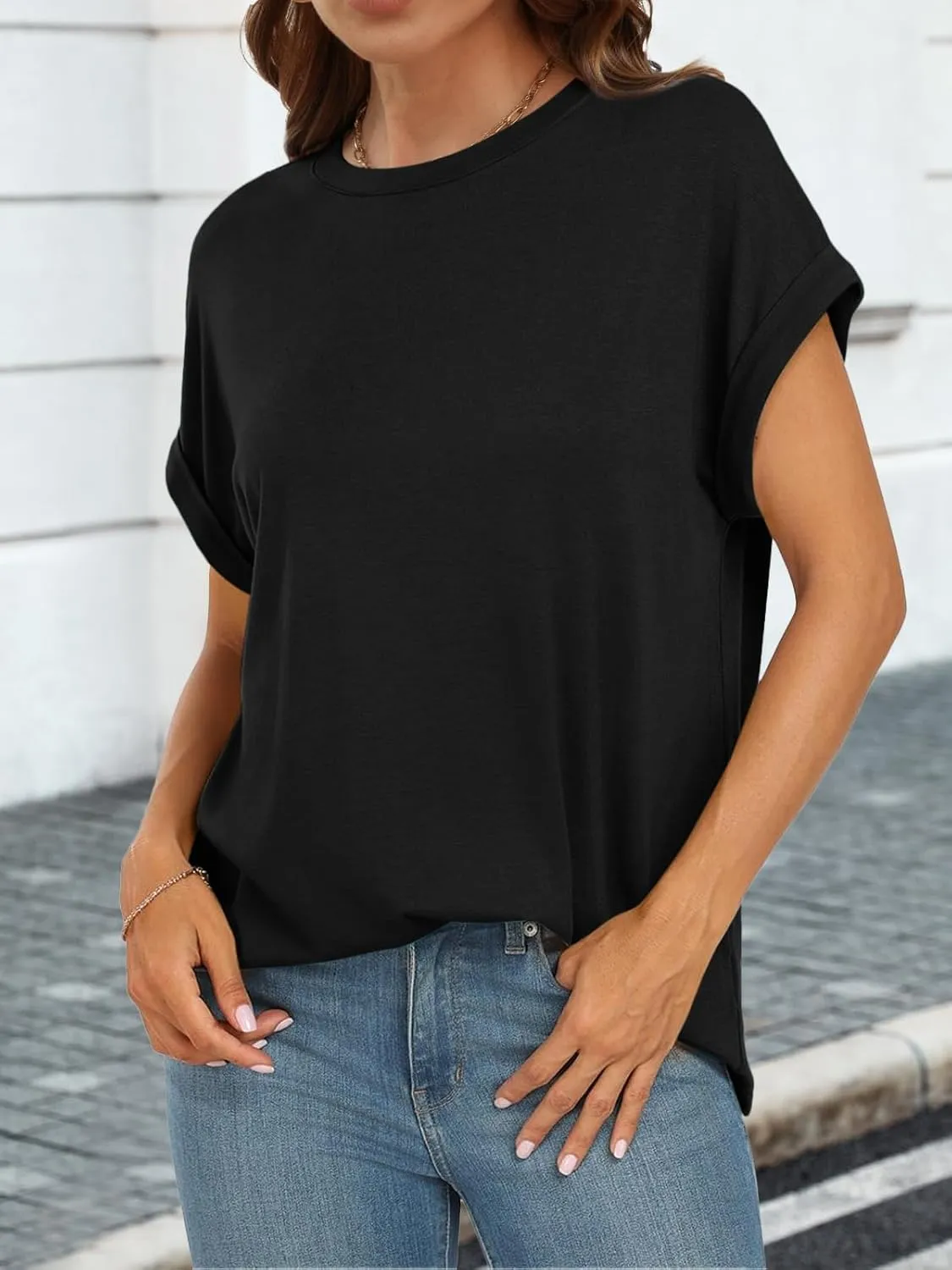 ATHMILE Womens Tops Oversized Business Casual Dressy Summer T Shirts Short Sleeve Clothes Fashion Trendy Outfits 2025