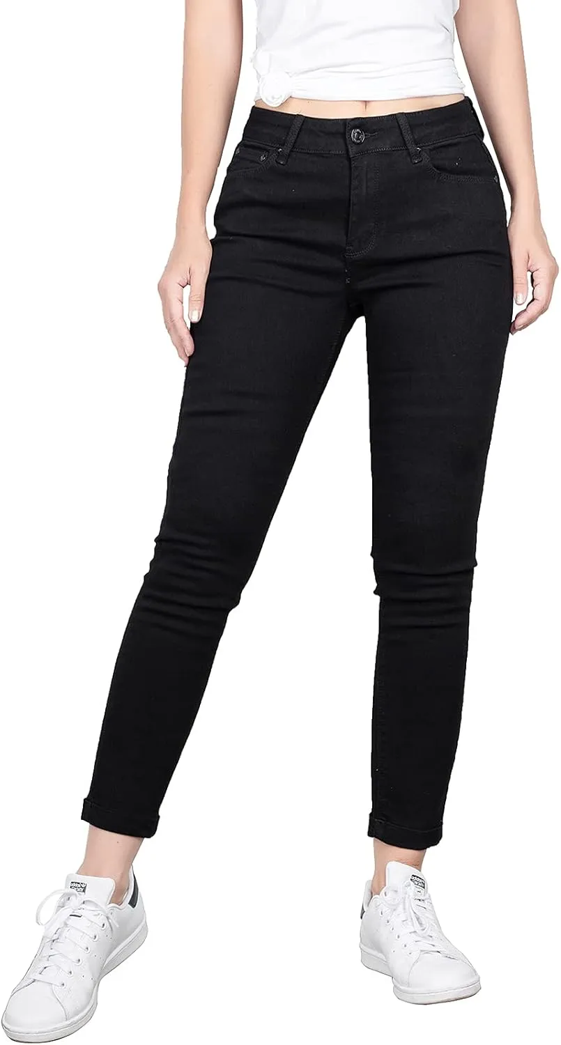 BodiLove Women's Stretchy 5 Pocket Skinny Distressed Denim Jeans