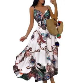 Boho Beach Print Maxi Dress