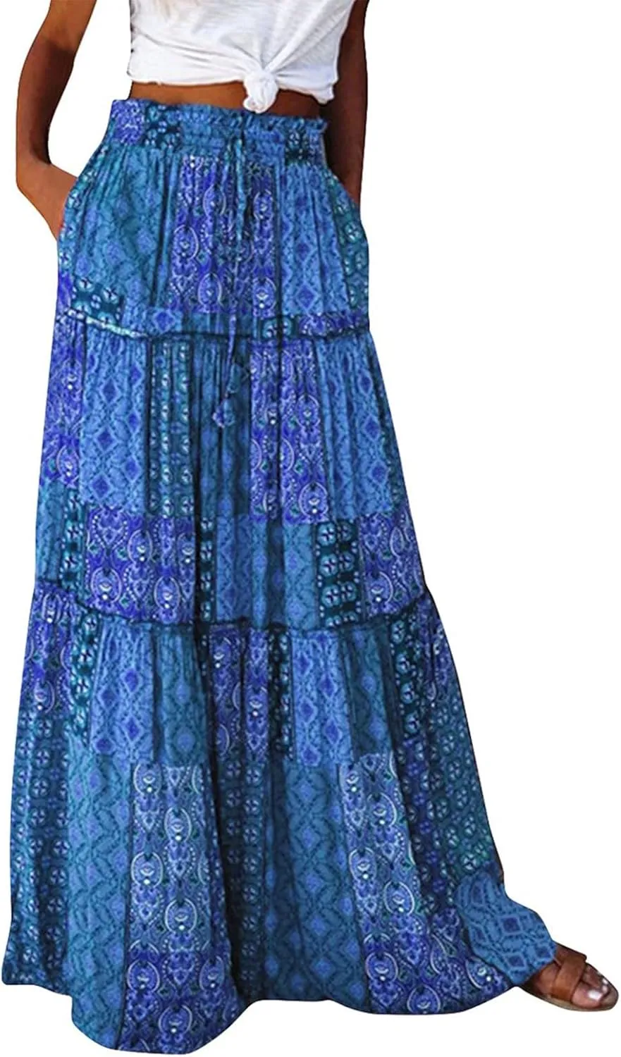 Boho Skirts for Women, Beach Maxi Casual Summer Trendy Flowy Womens Skirts