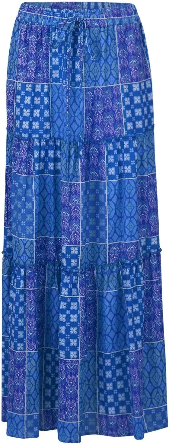 Boho Skirts for Women, Beach Maxi Casual Summer Trendy Flowy Womens Skirts
