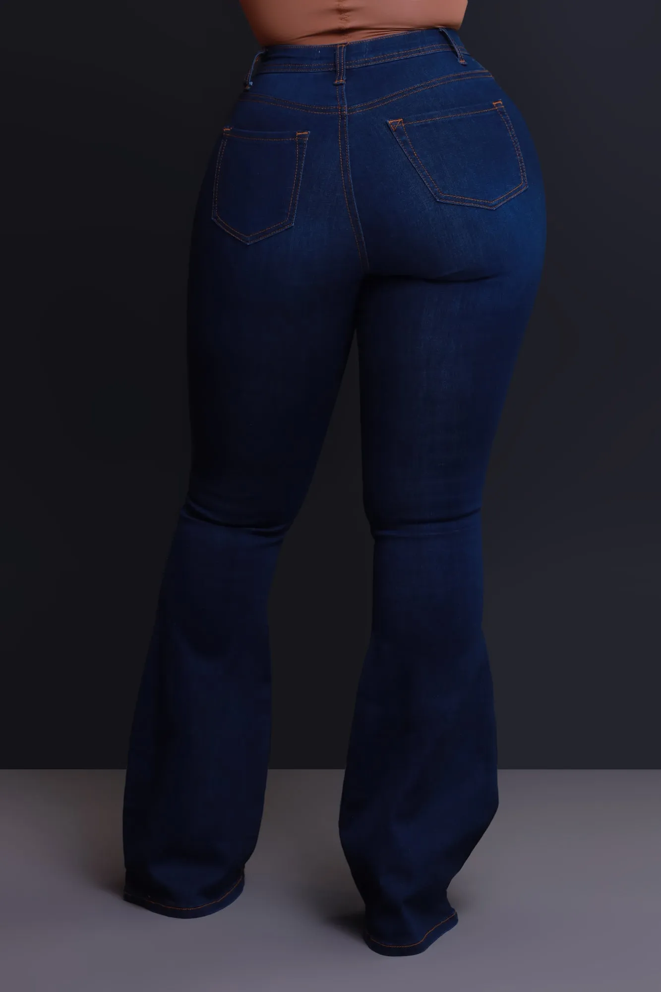 Dina High Waist Stretchy Bell Bottom Jeans - Dark Wash