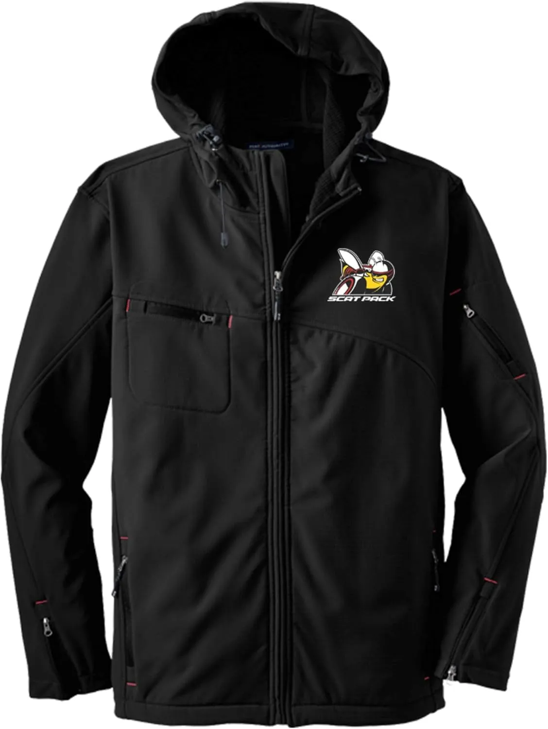 Dodge Scat Pack Hooded SoftShell Jacket – Water Resistant, Breathable, Embroidered in Detroit by DSC