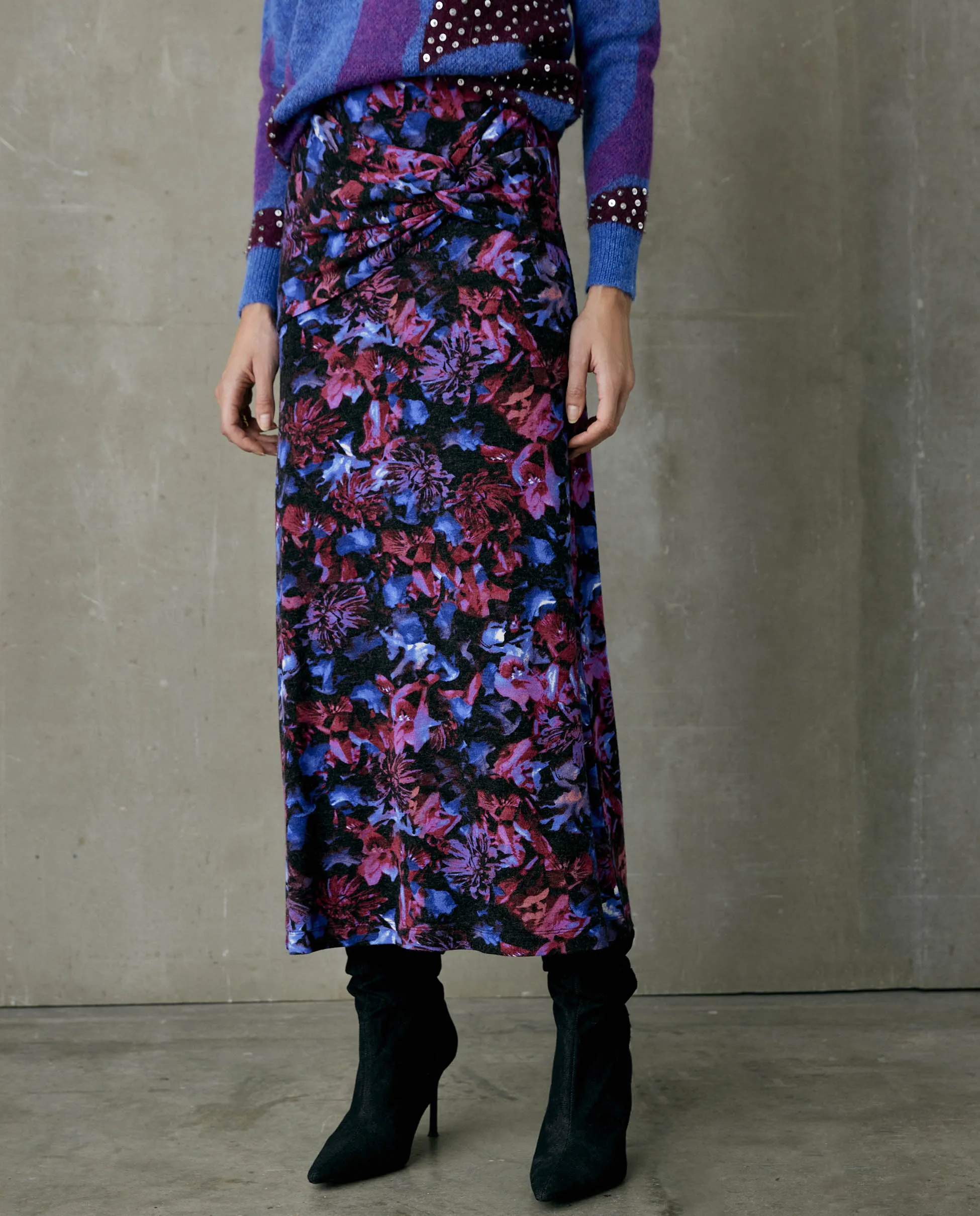 DOROTEIA | Falda midi drapeada