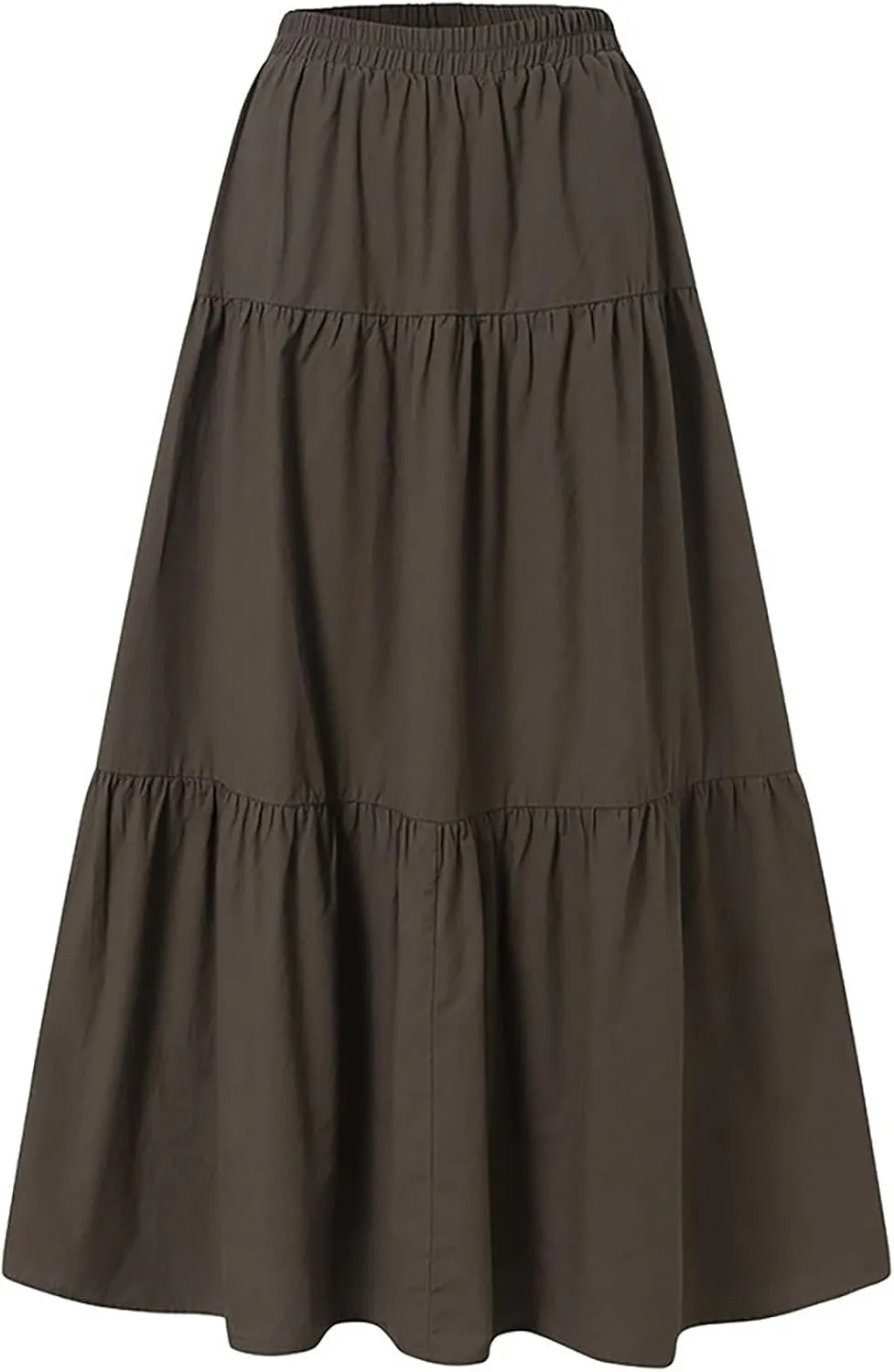Dresses for Women High-Waisted Hem Flowy A-Line Skirts Retro Flounce Maxi Skirt Ruffles Casual Tiered Petticoat
