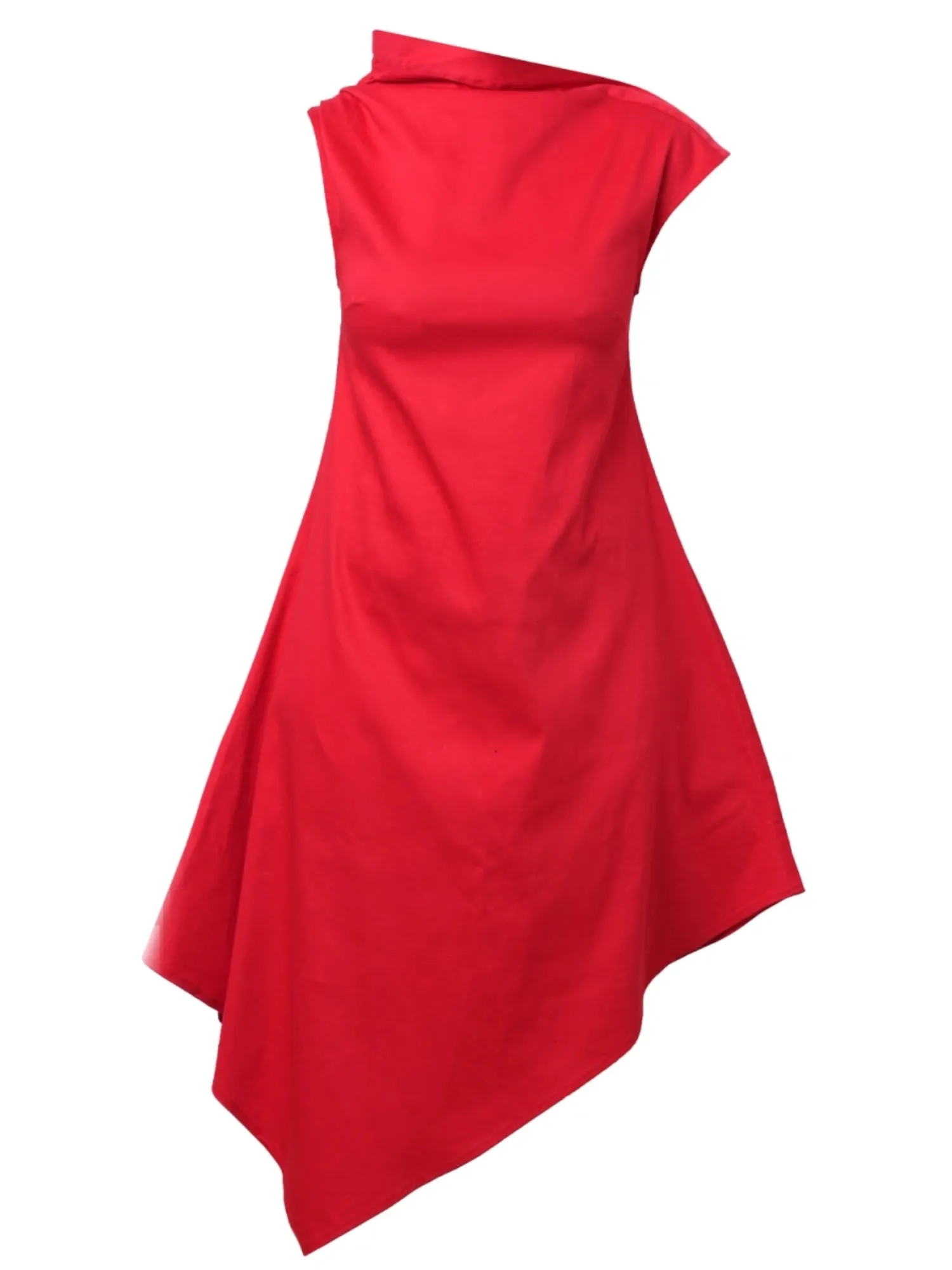 Elegant Satin Cotton Red Dress