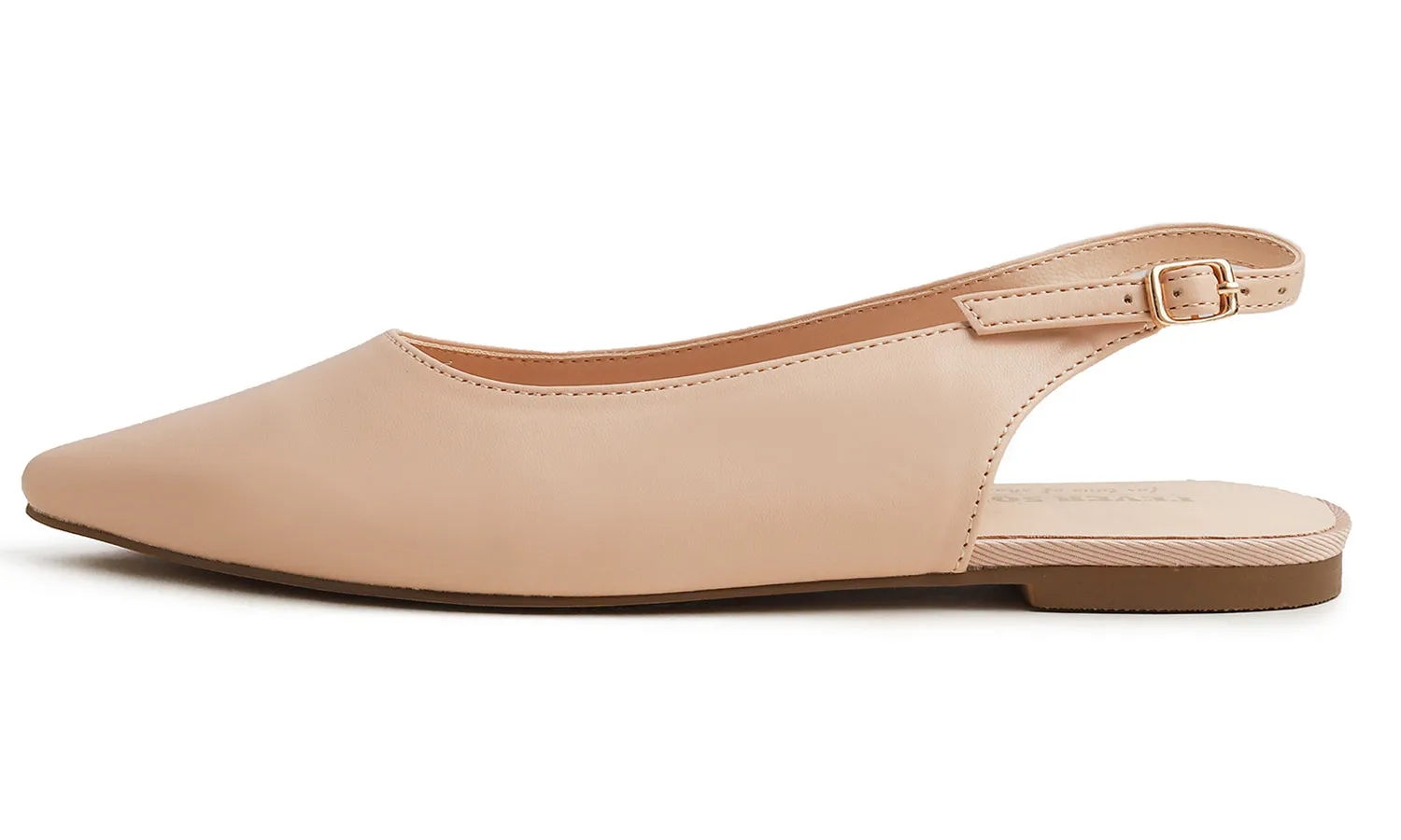 Feversole Pointed Toe Casual Slingback Flat Mules Women's Fashion Buckle Strap Slide Summer Slippers Vegan Leather