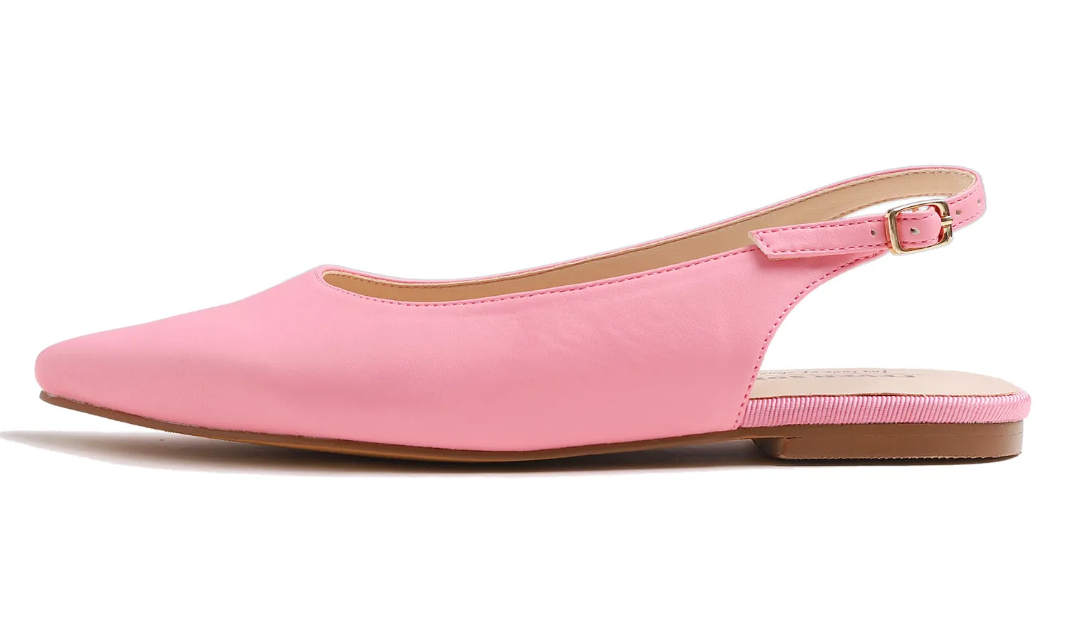 Feversole Pointed Toe Casual Slingback Flat Mules Women's Fashion Buckle Strap Slide Summer Slippers Vegan Leather