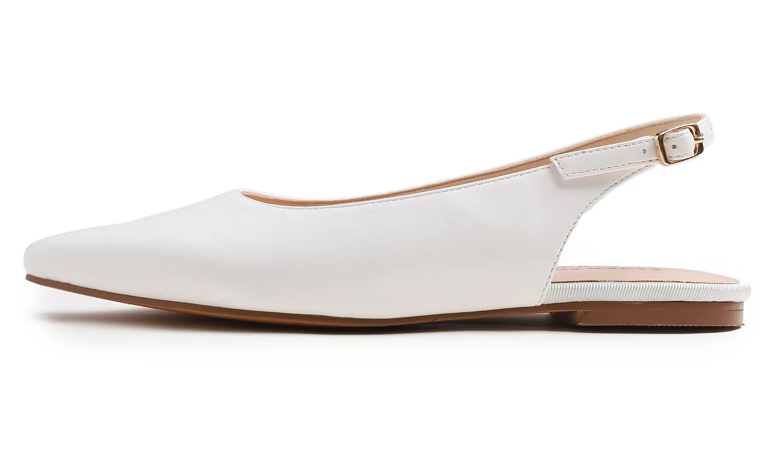Feversole Pointed Toe Casual Slingback Flat Mules Women's Fashion Buckle Strap Slide Summer Slippers Vegan Leather
