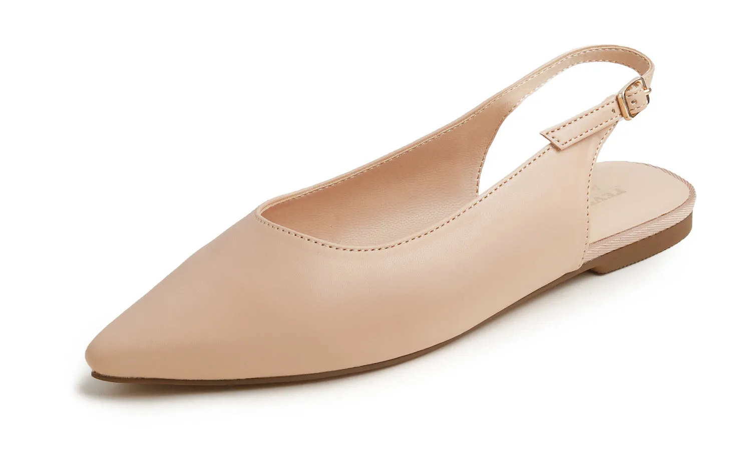 Feversole Pointed Toe Casual Slingback Flat Mules Women's Fashion Buckle Strap Slide Summer Slippers Vegan Leather