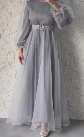 Gray Gauze Elegant Dress