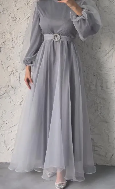 Gray Gauze Elegant Dress
