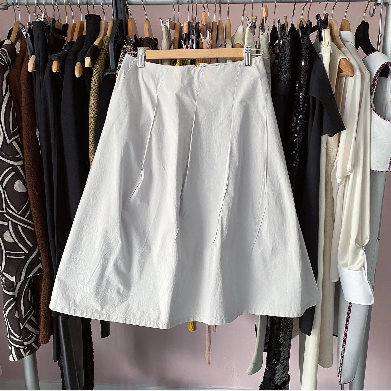 Jil Sander Light Dove Grey Cotton Twist Seam Skirt - FR36 / 4