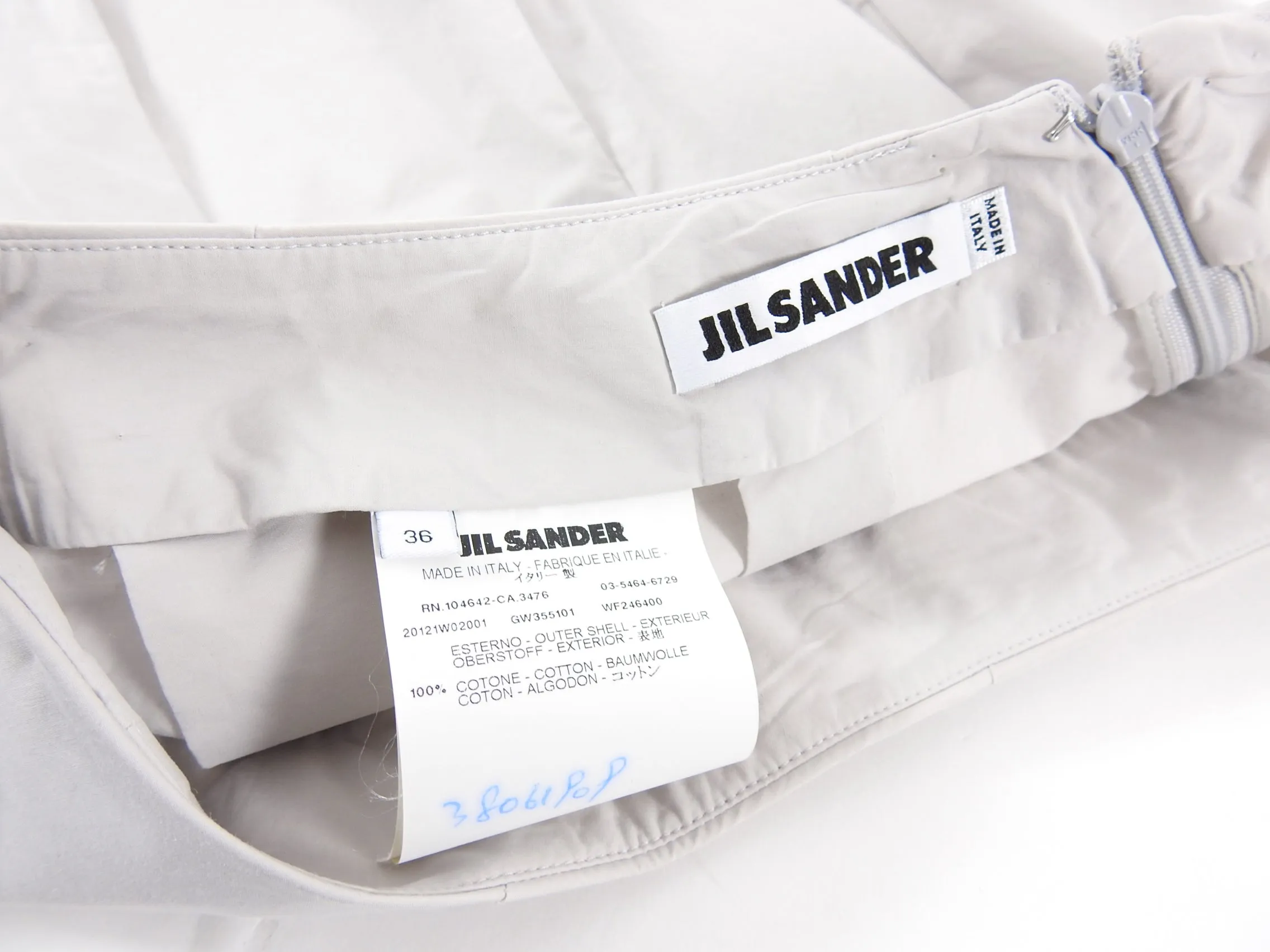 Jil Sander Light Dove Grey Cotton Twist Seam Skirt - FR36 / 4