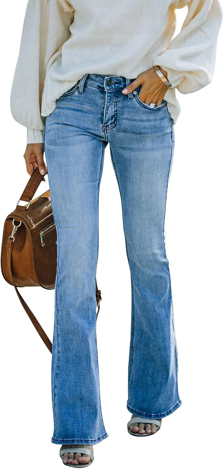 KUNMI Women's Flare Bell Bottom Jeans High Waisted Wide Leg Bootcut Jeans Stretchy Denim Pants