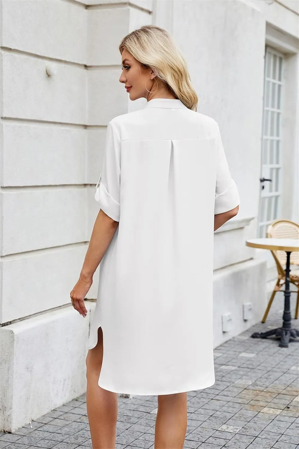 Loose Fit Shift Dress with Buttons for Women Long Sleeve Elegant Shirtdress - Casual and Elegant Design