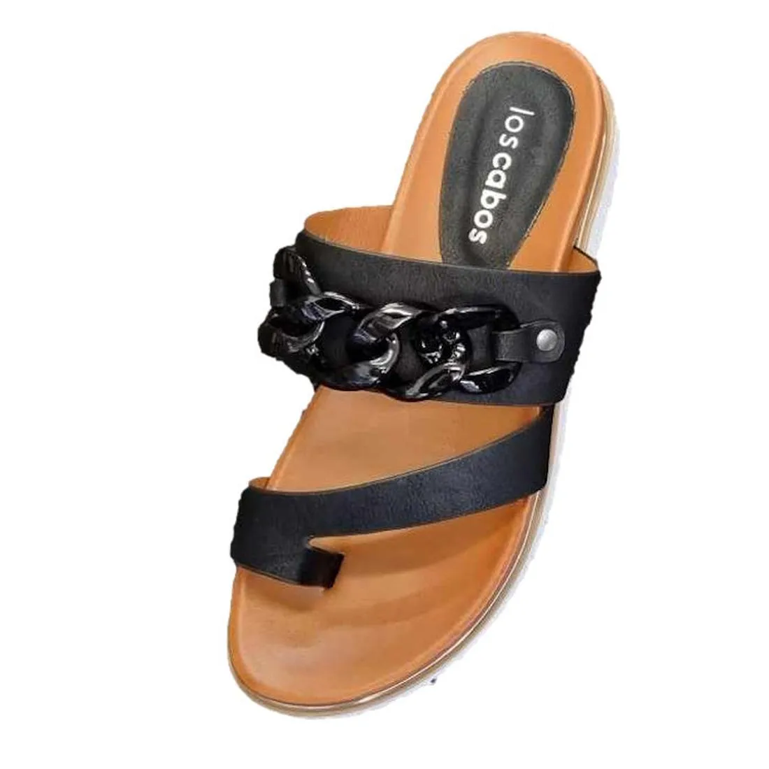 Los Cabos Cai Sandal with Chain Detail Black
