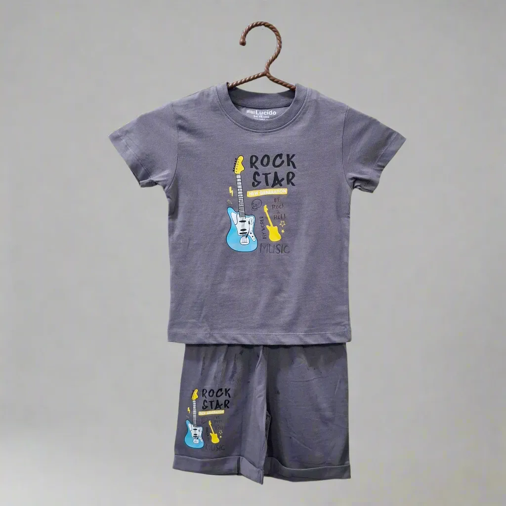 Lucido - T-Shirt & Shorts - Grey - Rock Star