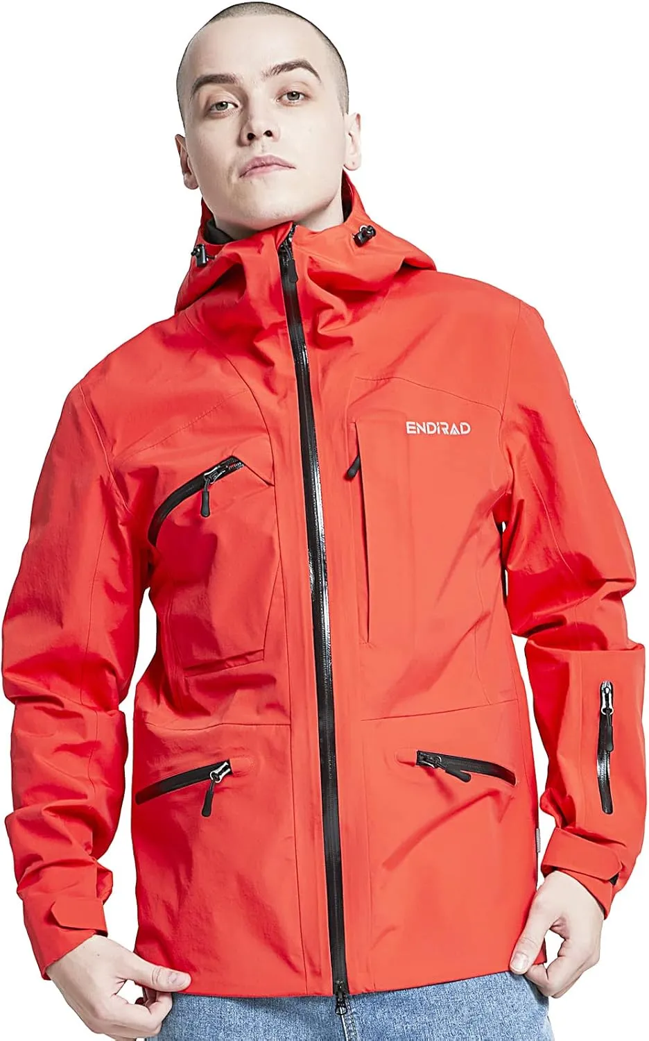 Men Waterproof Hooded Rain Jacket, Windbreaker Lightweight Breathable Packable Raincoat for Outdoor, Camping, Hiking