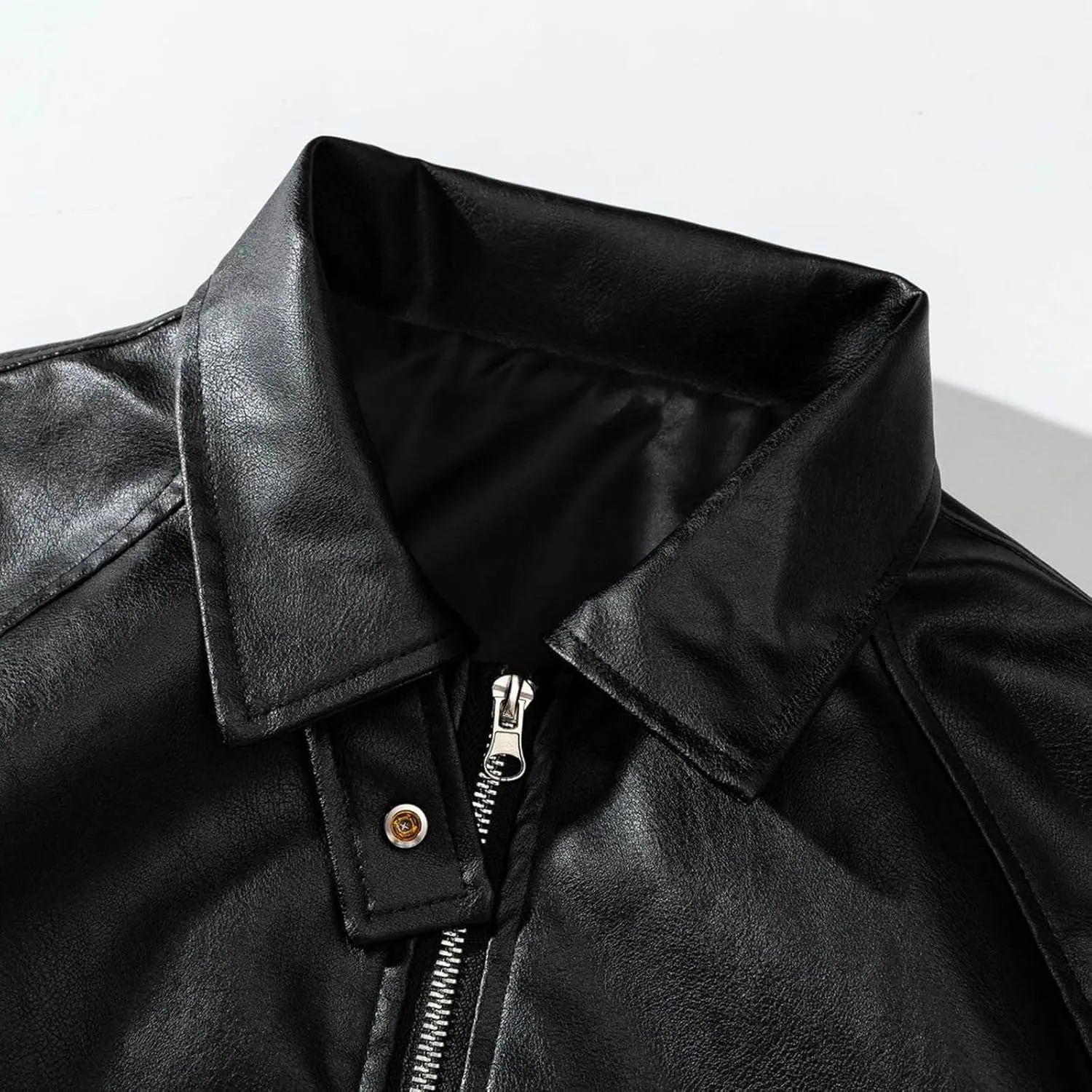 Mens Classic Faux PU Leather Jacket Trendy Winter Coat Casual Baggy Zipper Outerwear Motorcycle Biker Outfits