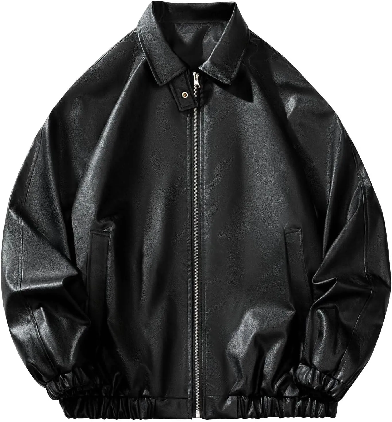 Mens Classic Faux PU Leather Jacket Trendy Winter Coat Casual Baggy Zipper Outerwear Motorcycle Biker Outfits