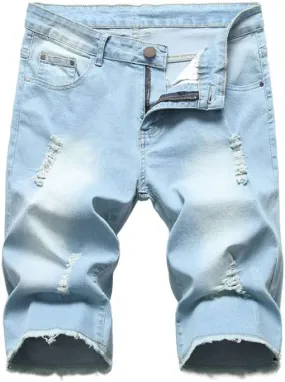 Men's Distressed Stretchy Jean Shorts