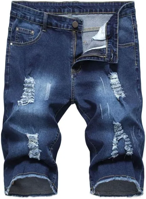 Men's Distressed Stretchy Jean Shorts