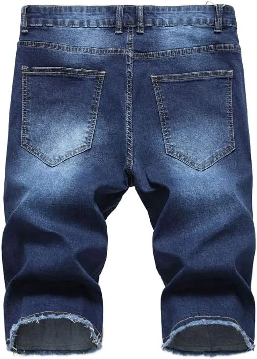 Men's Distressed Stretchy Jean Shorts