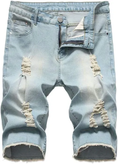 Men's Distressed Stretchy Jean Shorts