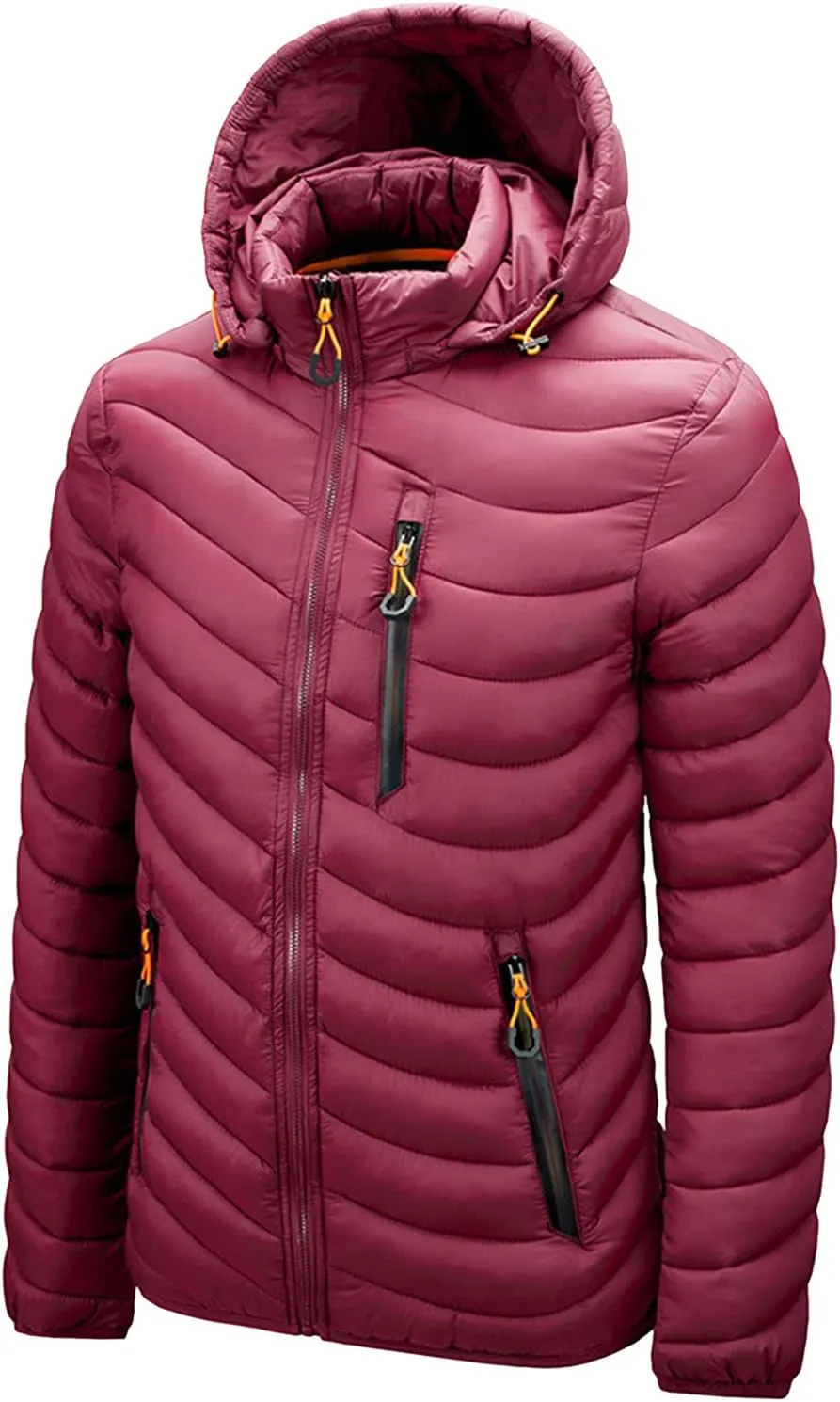 Men's Jacket Insulated Synthetic Down Puffer Jacket Winter Warm Coat Quilted Water Resistant Packable Hiking Camping