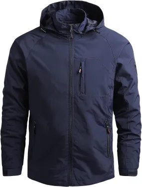 Men's Rain Jacket Waterproof Breathable Hooded Windbreaker Jacket Men's Outdoor Sports Jackets Lightweight Coat