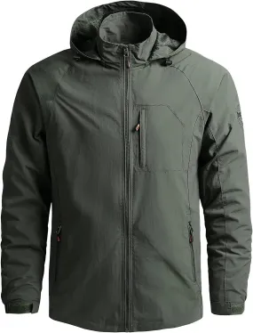 Men's Rain Jacket Waterproof Breathable Hooded Windbreaker Jacket Men's Outdoor Sports Jackets Lightweight Coat