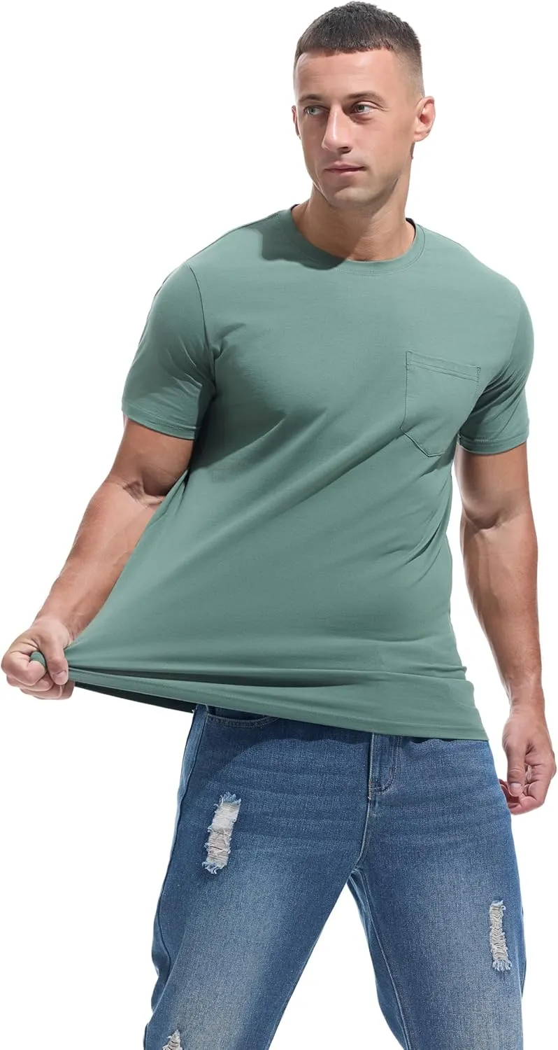 Men's Ultra Soft Premium Cotton Pocket T-Shirt Classic Fit Lightweight Cooling Short Sleeve Casual Tee Shirt