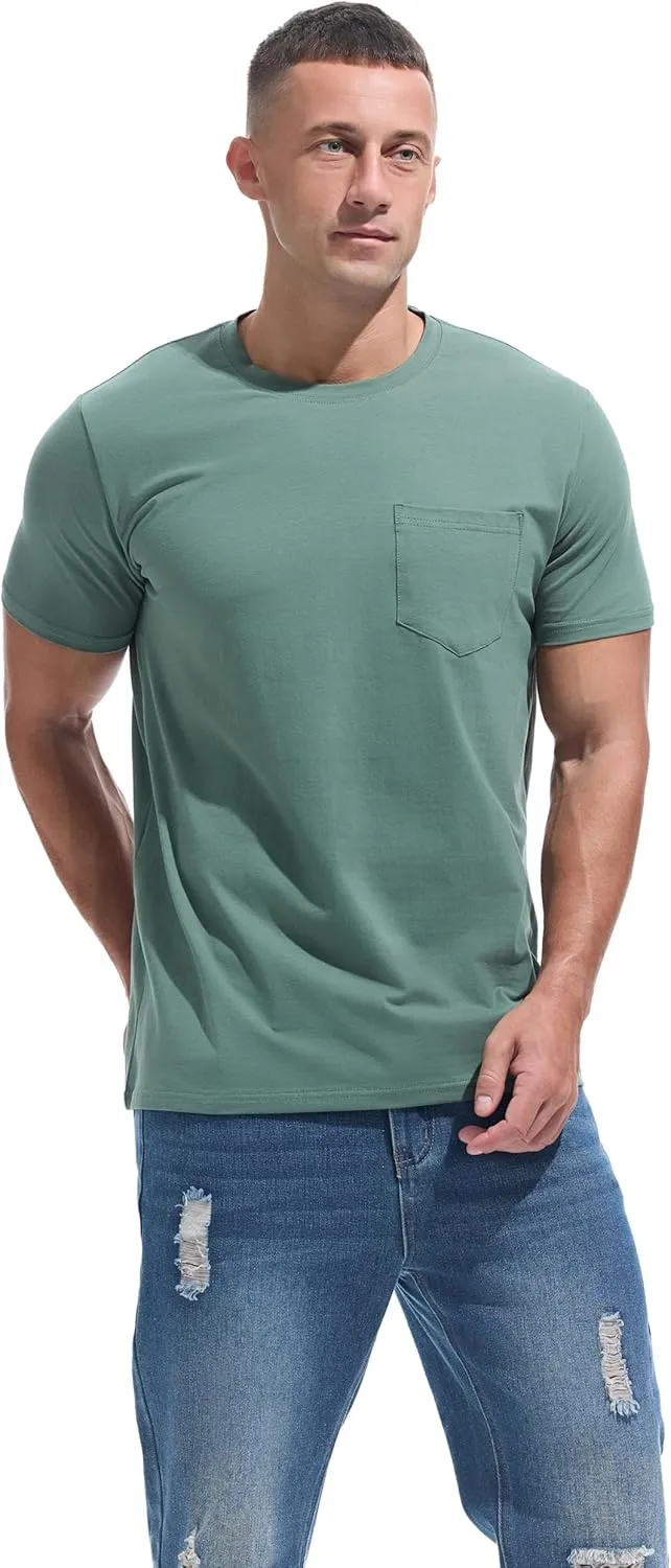 Men's Ultra Soft Premium Cotton Pocket T-Shirt Classic Fit Lightweight Cooling Short Sleeve Casual Tee Shirt