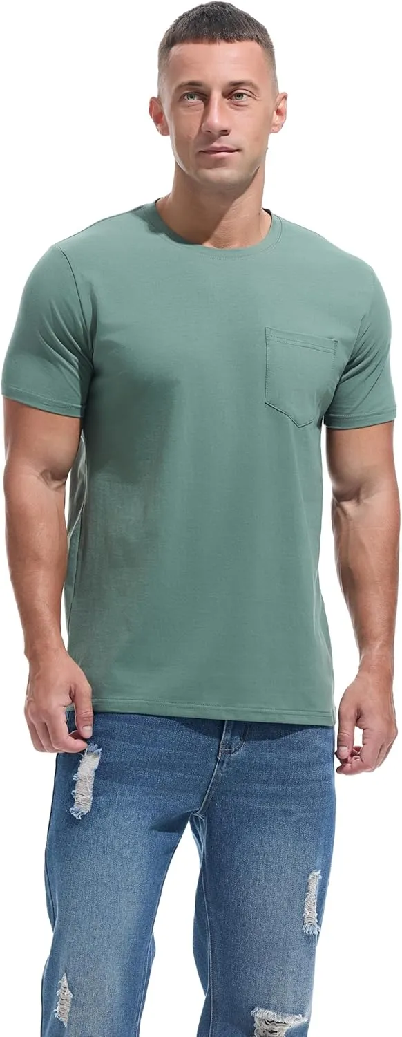 Men's Ultra Soft Premium Cotton Pocket T-Shirt Classic Fit Lightweight Cooling Short Sleeve Casual Tee Shirt