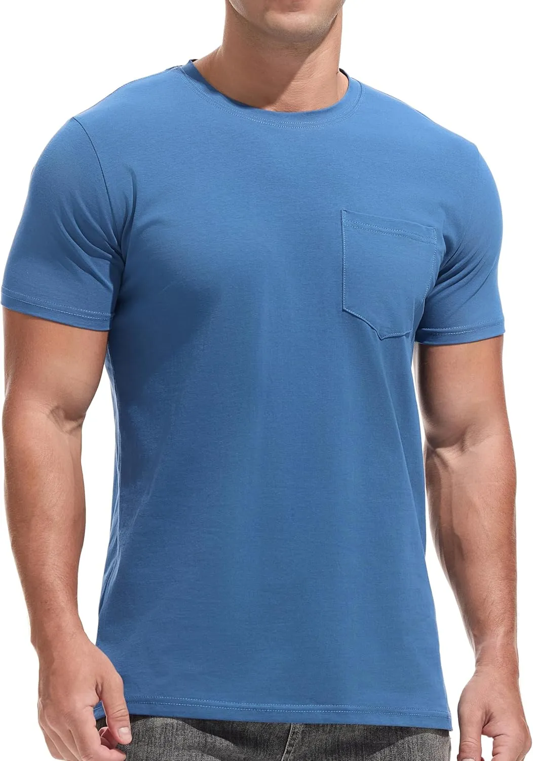 Men's Ultra Soft Premium Cotton Pocket T-Shirt Classic Fit Lightweight Cooling Short Sleeve Casual Tee Shirt