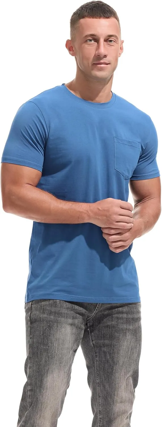 Men's Ultra Soft Premium Cotton Pocket T-Shirt Classic Fit Lightweight Cooling Short Sleeve Casual Tee Shirt