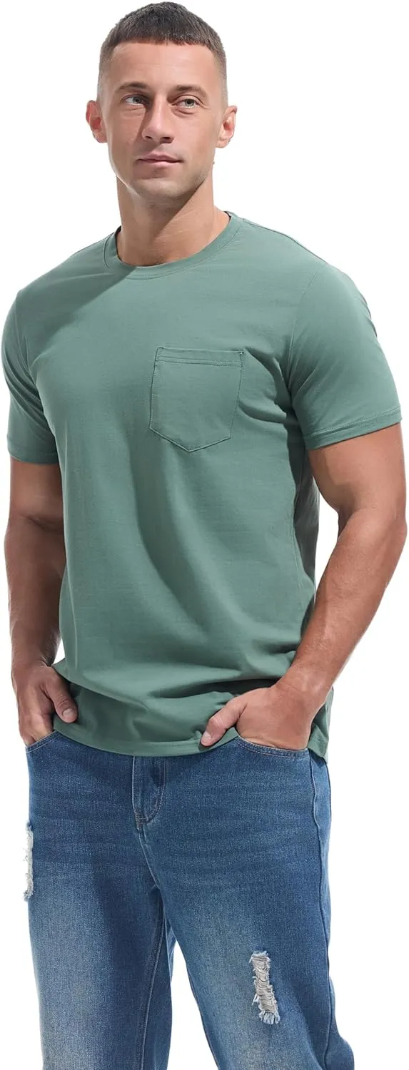 Men's Ultra Soft Premium Cotton Pocket T-Shirt Classic Fit Lightweight Cooling Short Sleeve Casual Tee Shirt