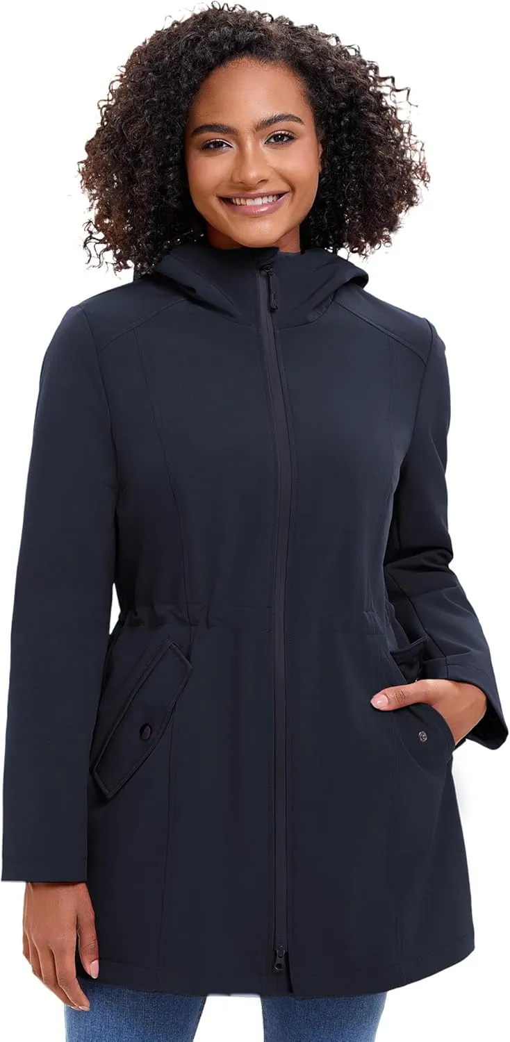 ROYAL MATRIX Women's Waterproof Rain Jacket Lightweight Hooded Breathable Windbreaker Softshell Jacket