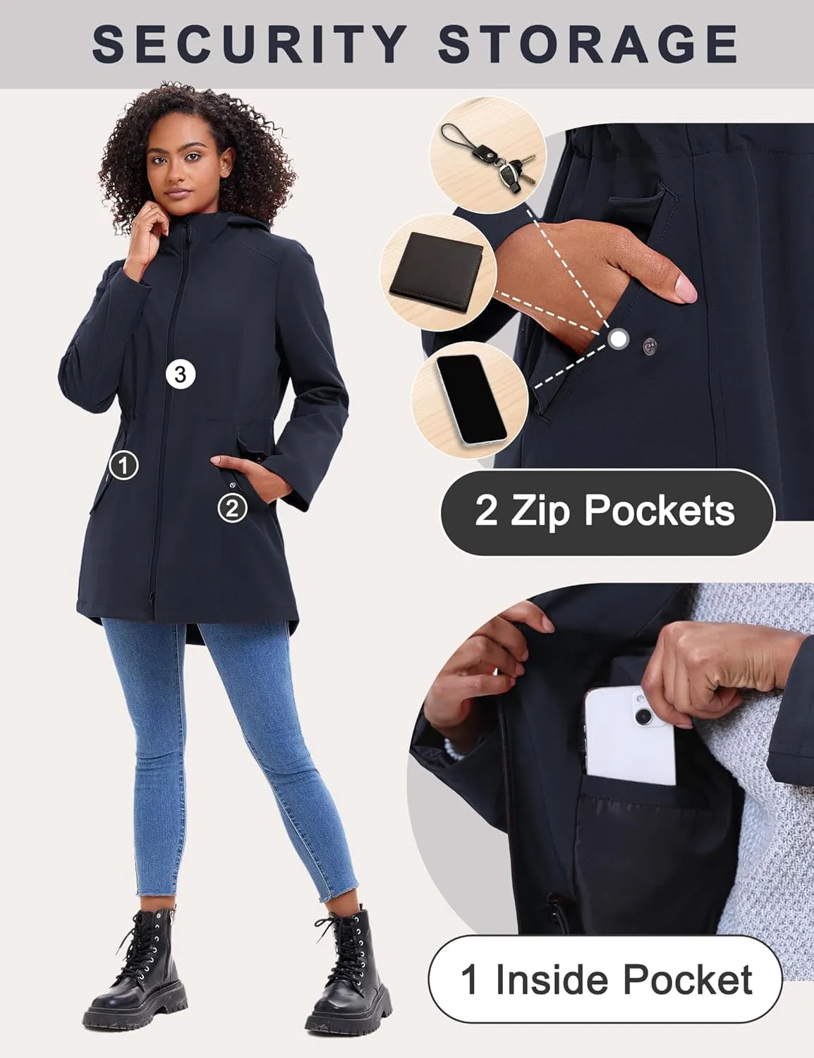 ROYAL MATRIX Women's Waterproof Rain Jacket Lightweight Hooded Breathable Windbreaker Softshell Jacket