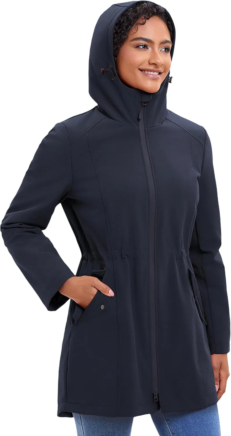 ROYAL MATRIX Women's Waterproof Rain Jacket Lightweight Hooded Breathable Windbreaker Softshell Jacket