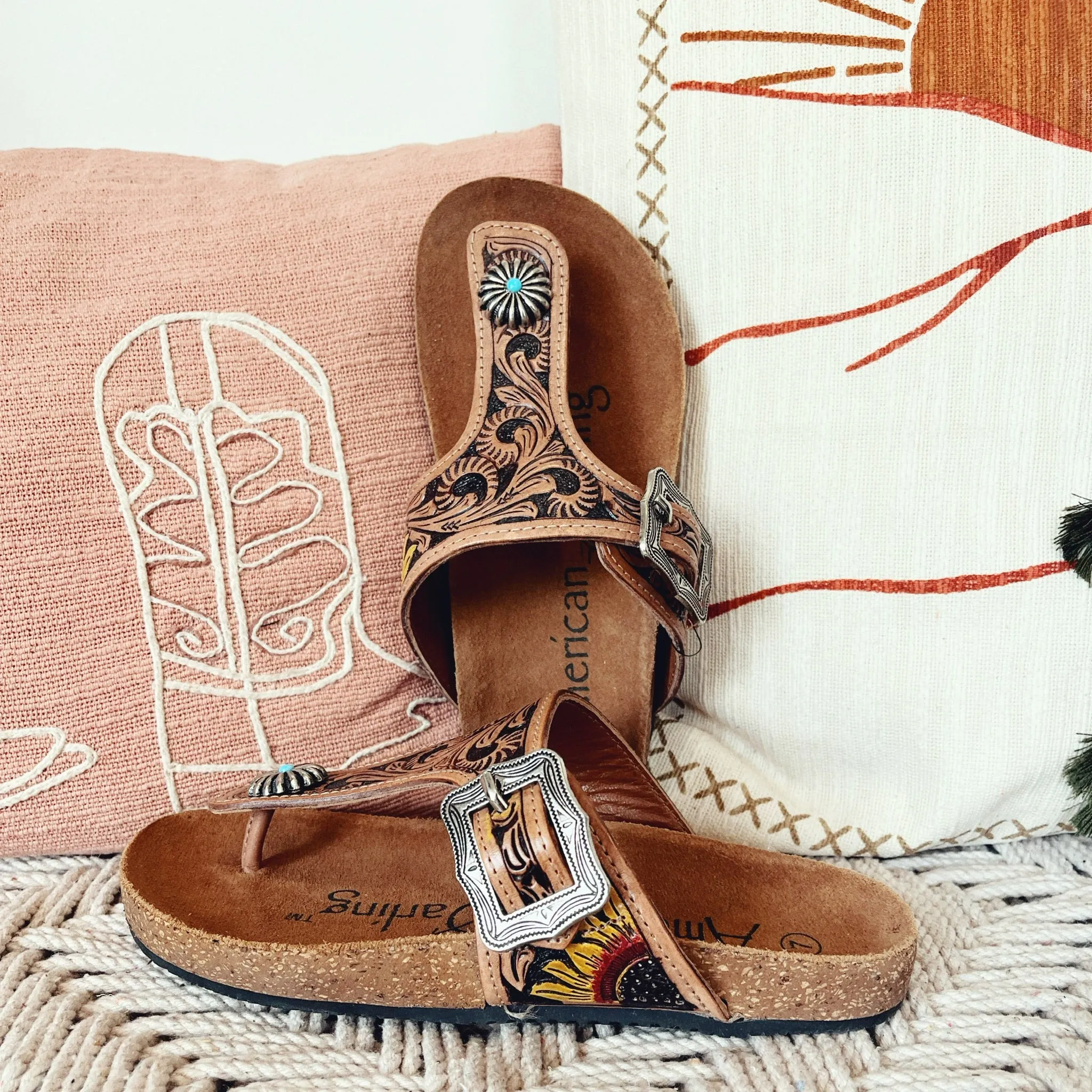 Sandy Creek Hand Tooled Leather Sandals