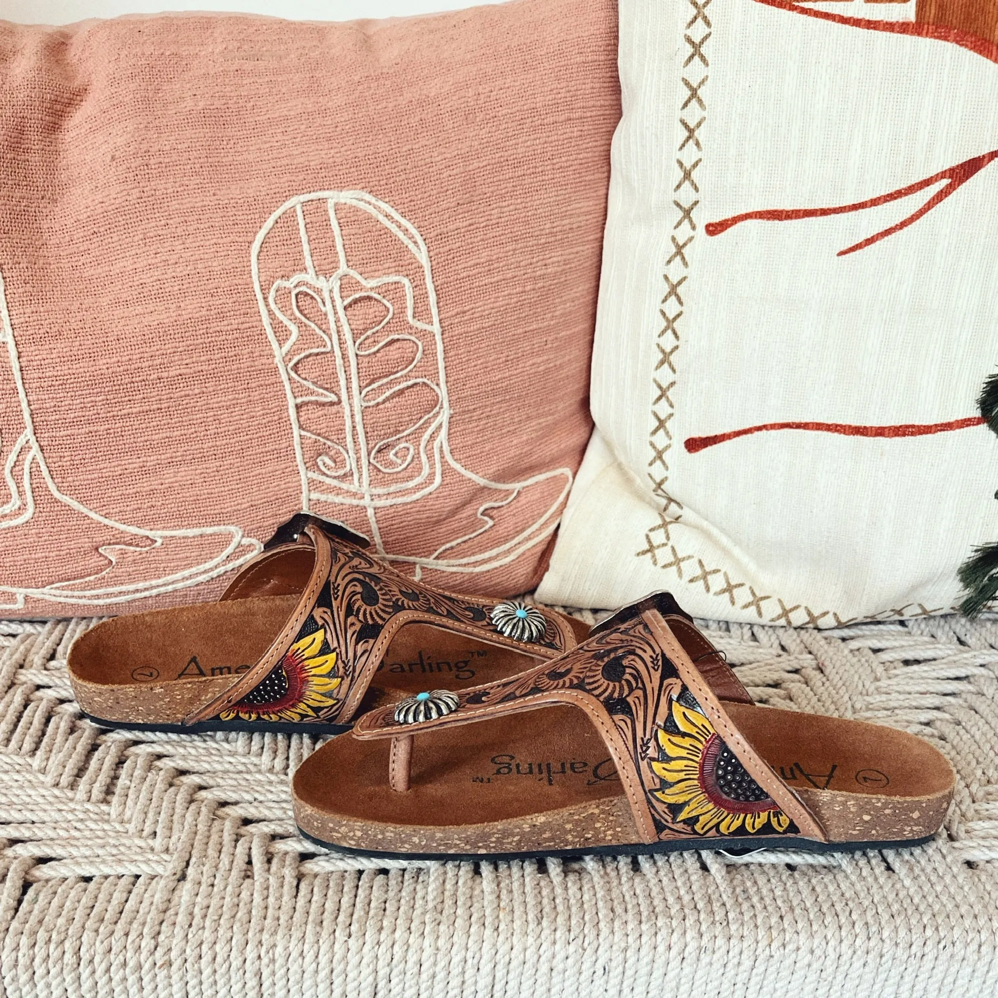 Sandy Creek Hand Tooled Leather Sandals