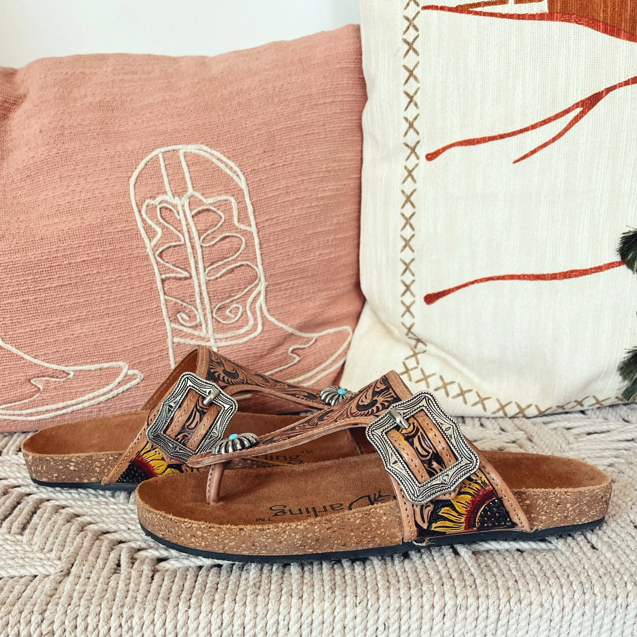 Sandy Creek Hand Tooled Leather Sandals